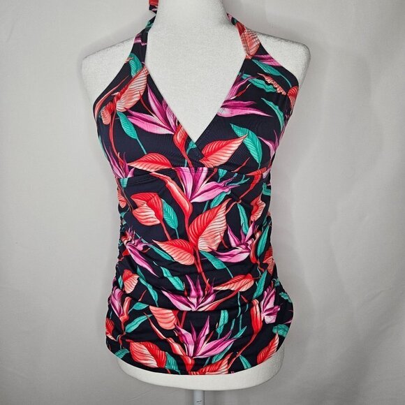 TOMMY Bahama Size Medium Birds Of Paradise Halter Cup Swim Tankini Top Multi - Picture 4 of 12